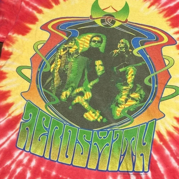 Vintage  Y2K Aerosmith Girls of Summer Tour 2002 Tie Dye T Shirt Mens Medium - Picture 3 of 8